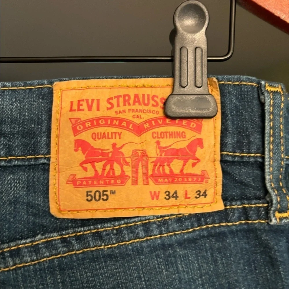 Levi’s 505 Regular Fit Jeans Men’s 34x34 Blue Medium Wash Straight Leg Denim